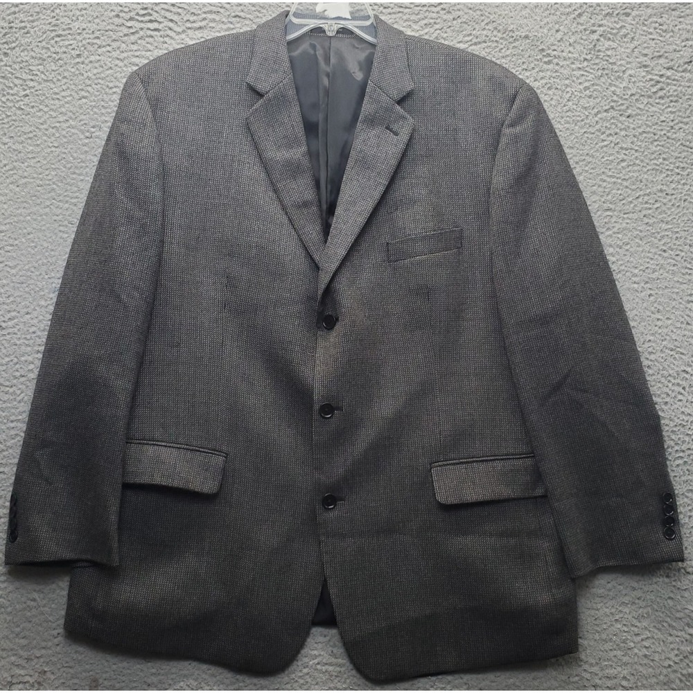 Calvin Klein Blazer Jacket Men 48R Gray Lined Long Sleeve Single Breasted Vented